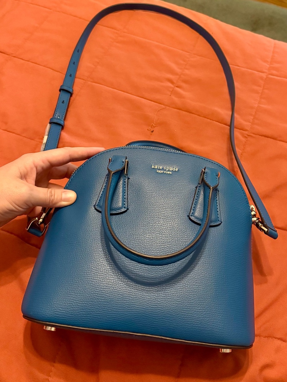 kate spade cobalt blue Dome Satchel with Crossbody Strap